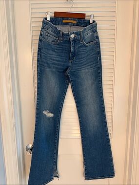 Joes Jeans Women's Distressed Mid Blue Jeans - Classic Stretch Denim